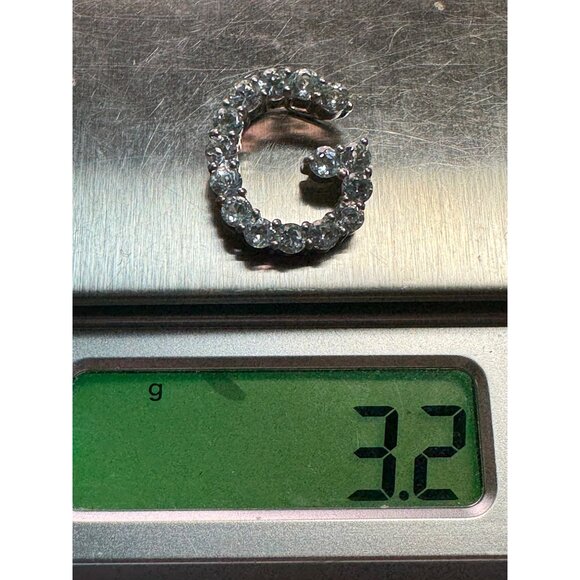 Estate Sterling Silver 925 Initial G Pendant with Clear Stones, 18.5mm, 3.2g - Picture 8 of 8